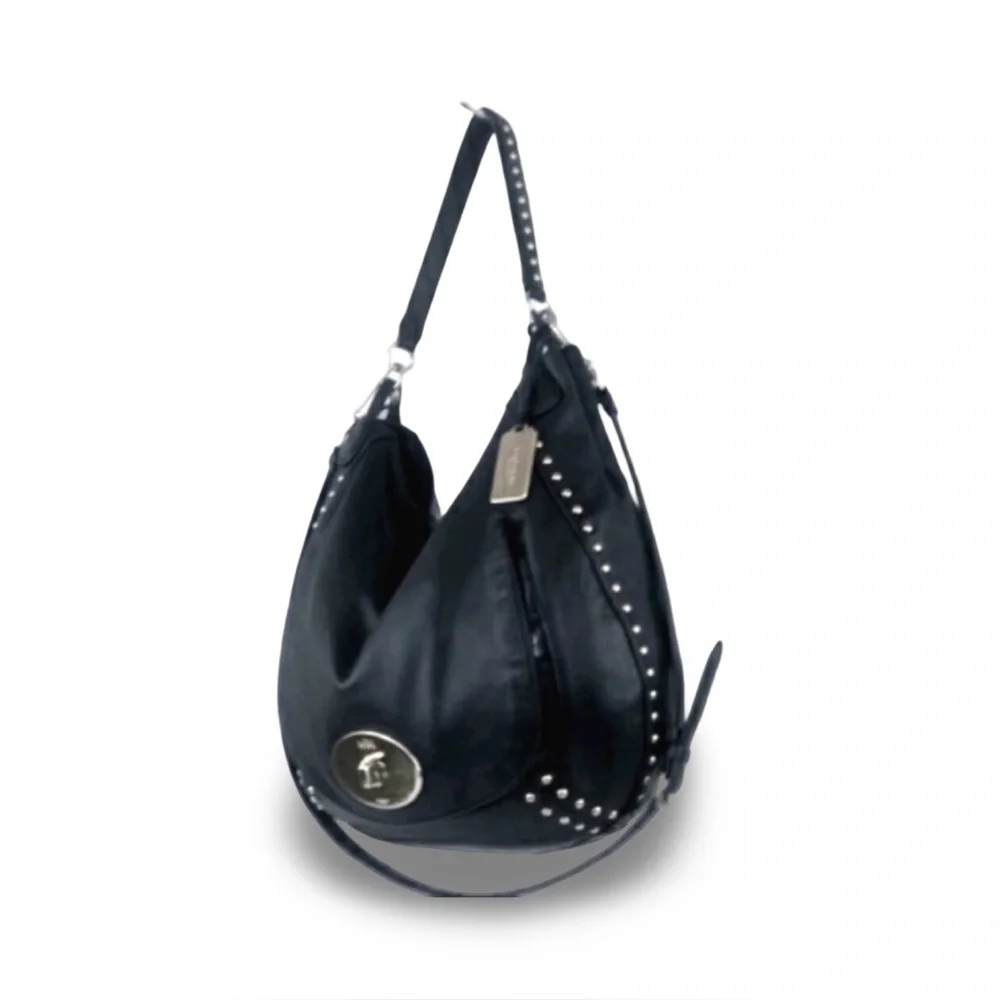 COACH lmt Edition Circle Black Leather Hobo Shoulder Bag - Picture 4 of 13